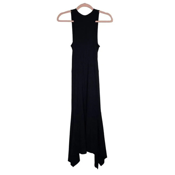 ANTHROPOLOGIE Black Ribbed Kingsolver Sleeveless Midi Dress Size Small - Picture 4 of 9